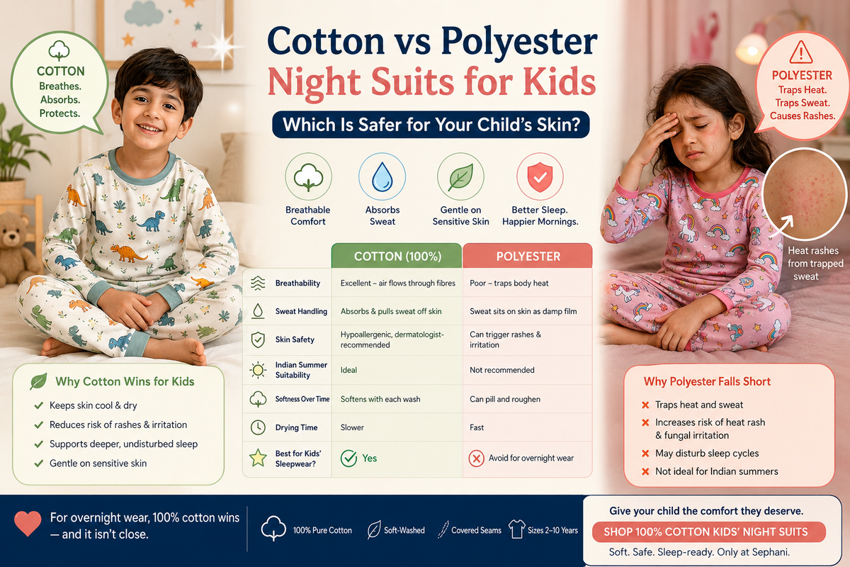 Cotton vs Polyester Night Suits for Kids: Which Is Safer for Your Child’s Skin?