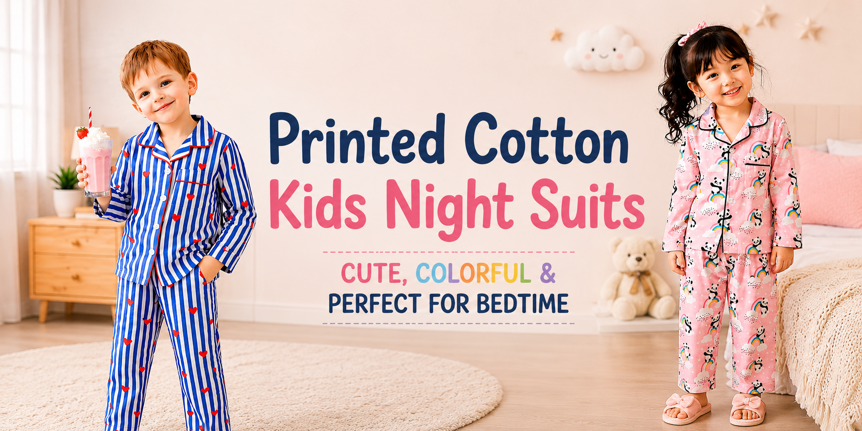 Printed Cotton Kids Night Suits : Cute, Colorful & Perfect for Bedtime