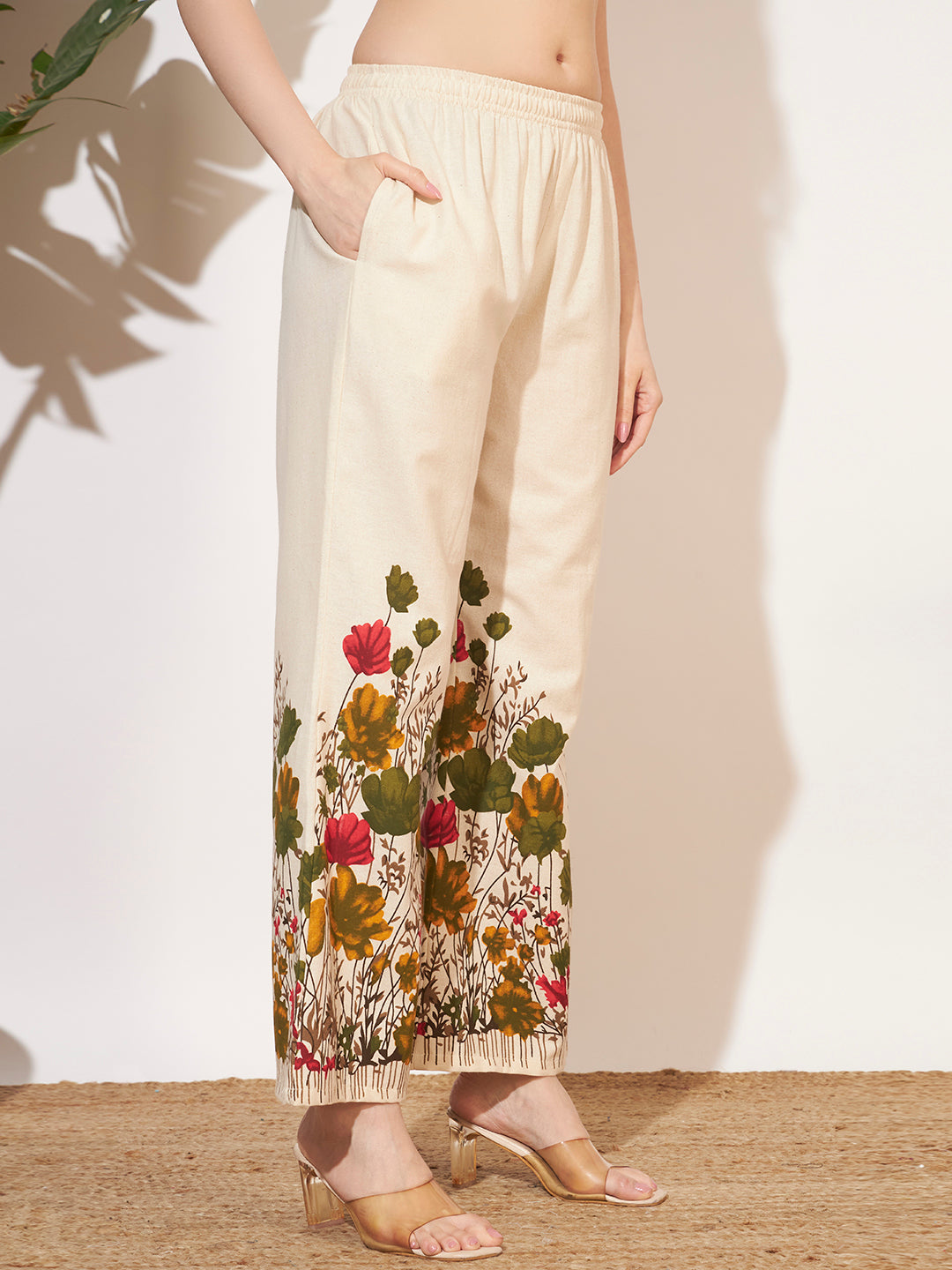 Women’s Cream Floral Printed Full Sleeve Co-Ord Set