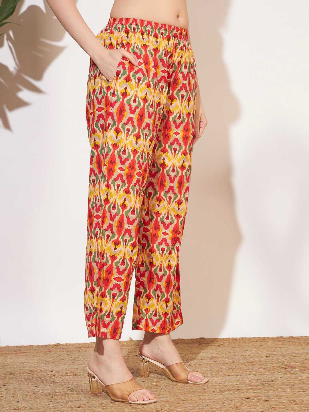 Women’s Multicolor Ikat Printed Shirt Style Co-Ord Set