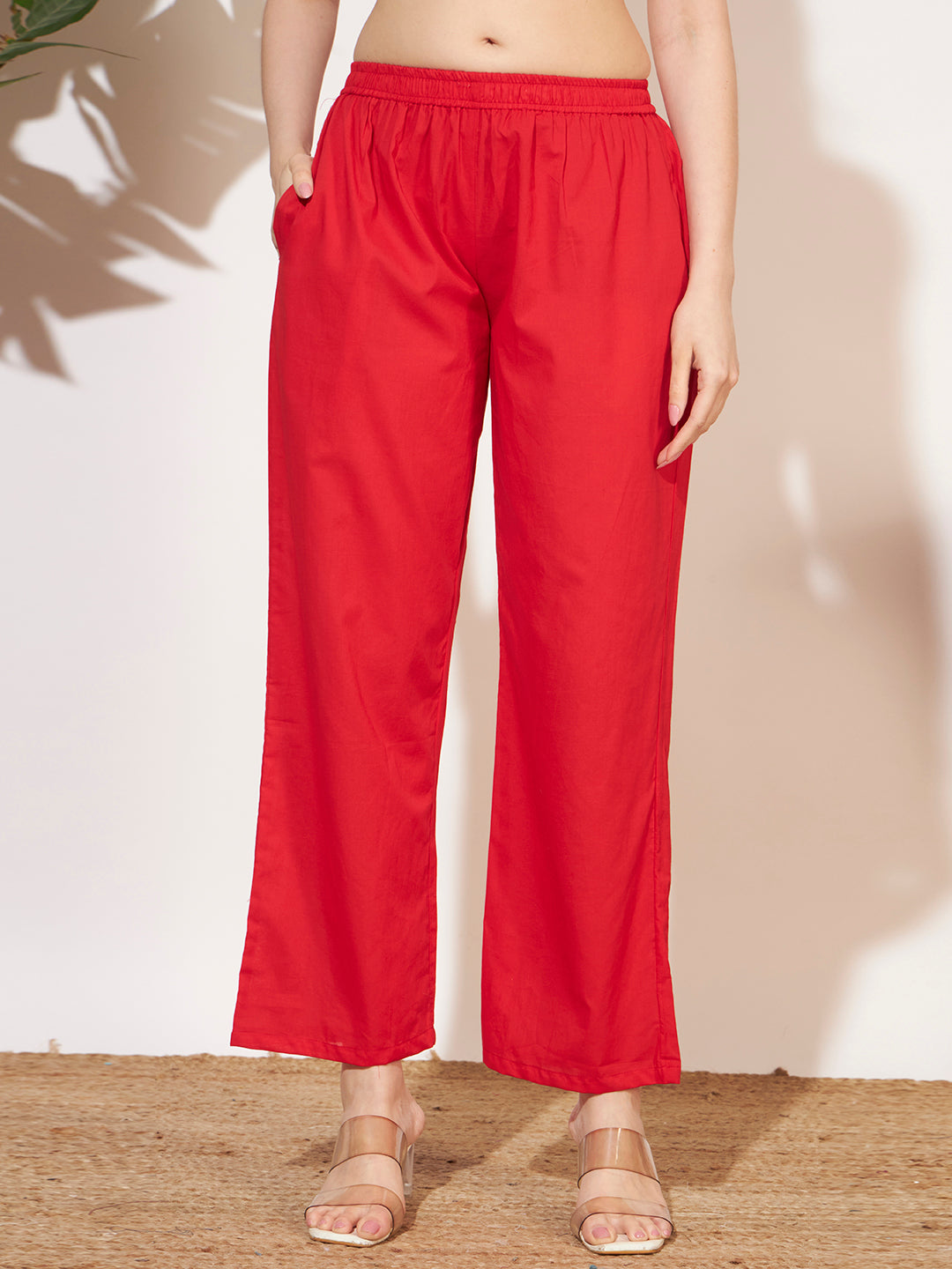 Women’s Red Leaf Printed Shirt Style Co-Ord Set
