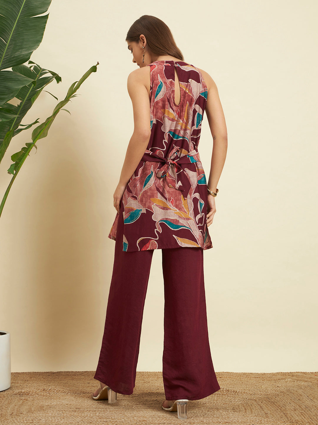 ❤️ Maroon Floral Printed Cotton Co-Ord Set for Women