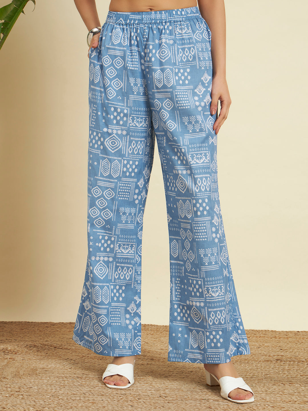 💙 Sky Blue Printed Cotton Co-Ord Set for Women