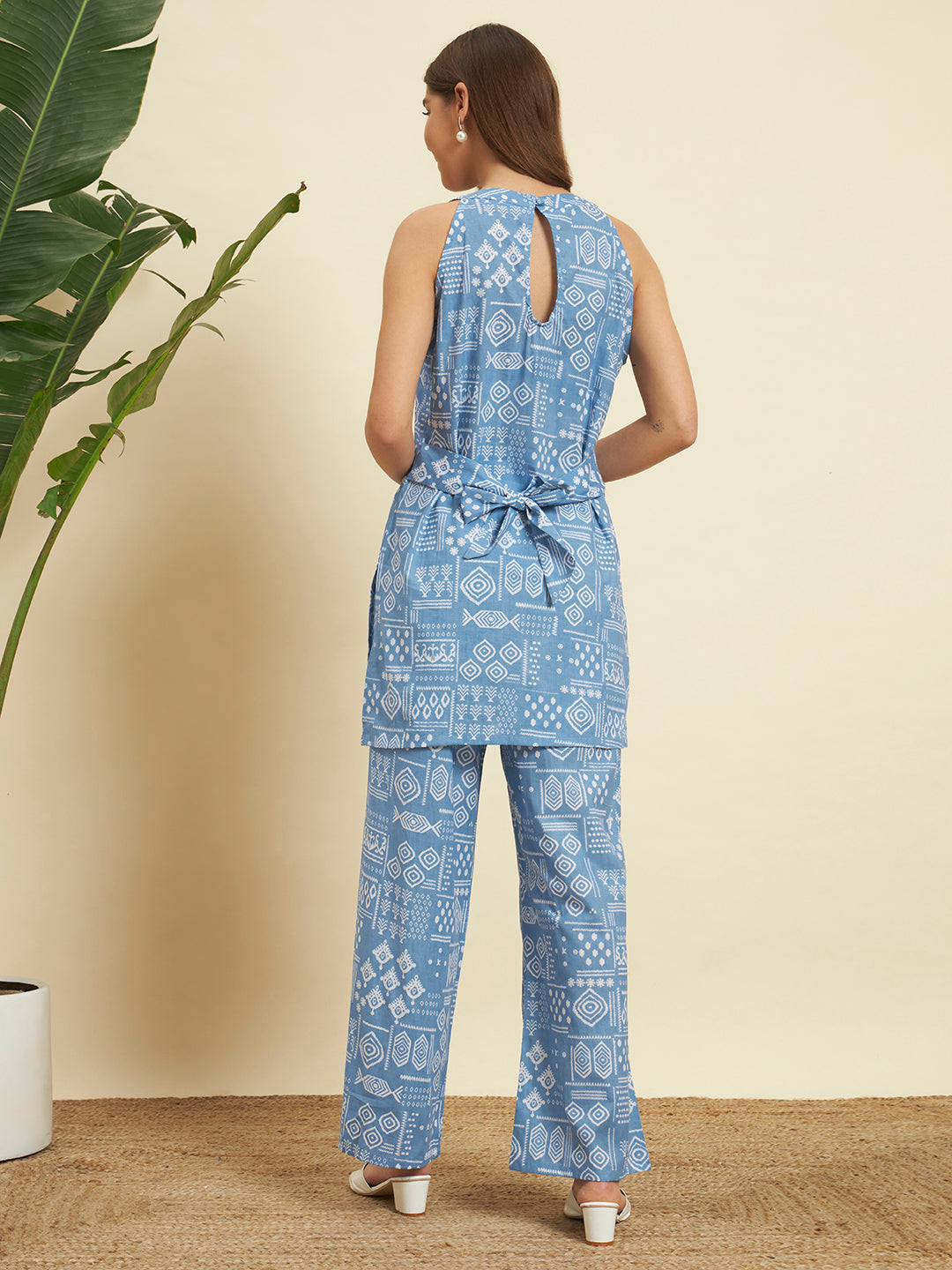 💙 Sky Blue Printed Cotton Co-Ord Set for Women