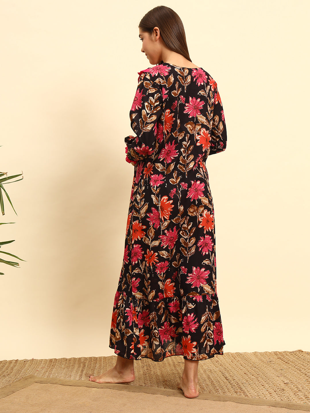 Women’s Floral Red Print Maternity Feeding Gown