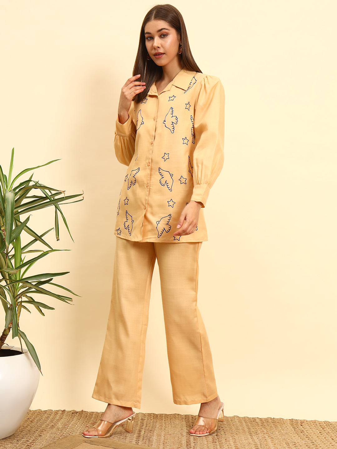 💛 Women’s Mustard Yellow Printed Night Suit Co-Ord Set