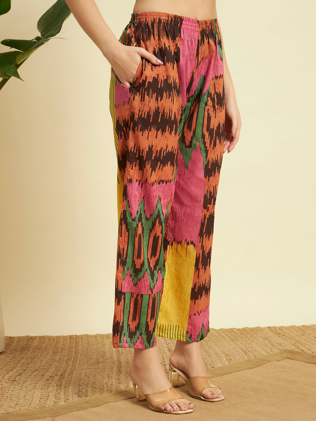Women’s Multicolor Ikat Printed Kurta & Pant Co-Ord Set