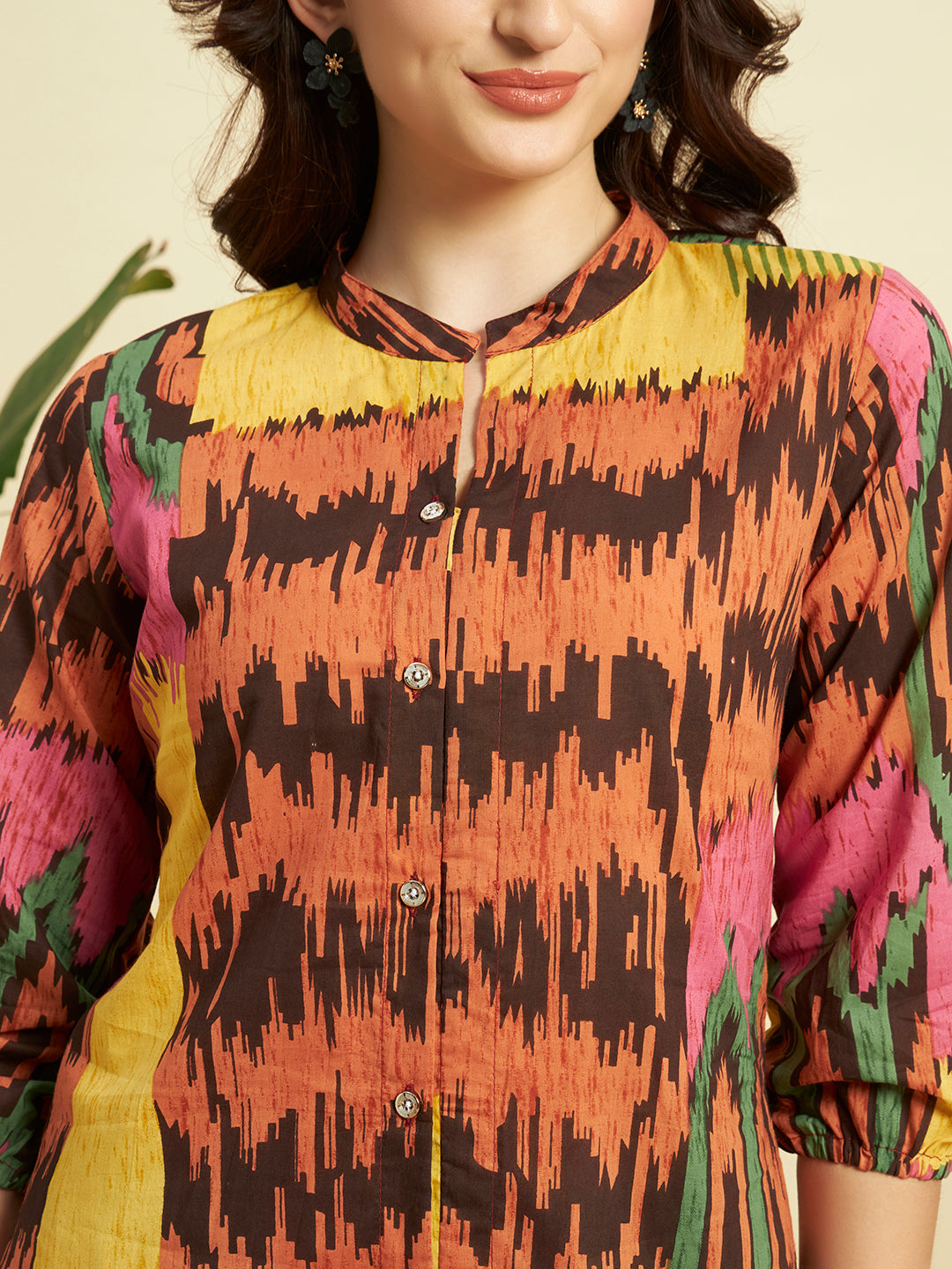 Women’s Multicolor Ikat Printed Kurta & Pant Co-Ord Set