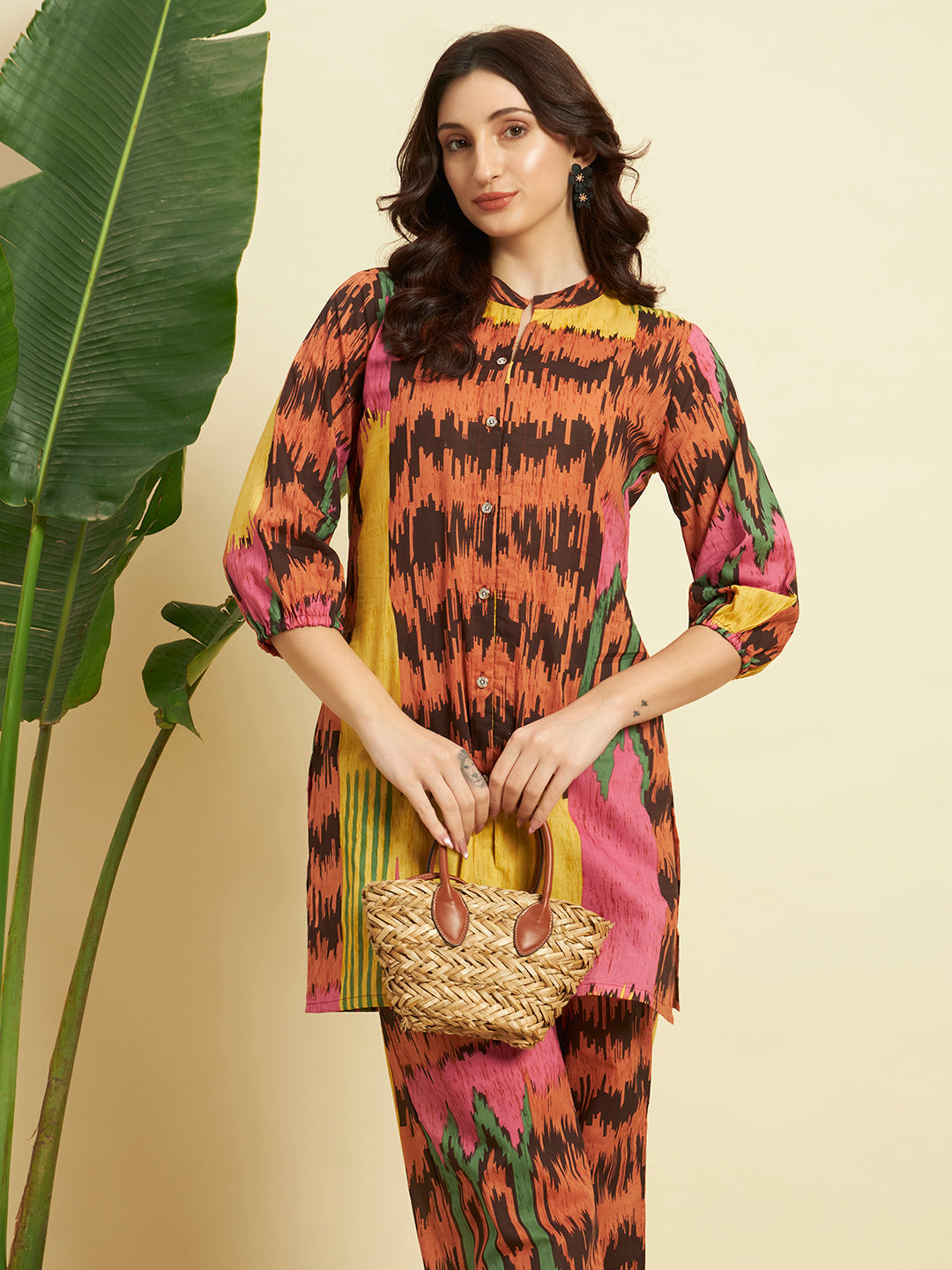 Women’s Multicolor Ikat Printed Kurta & Pant Co-Ord Set