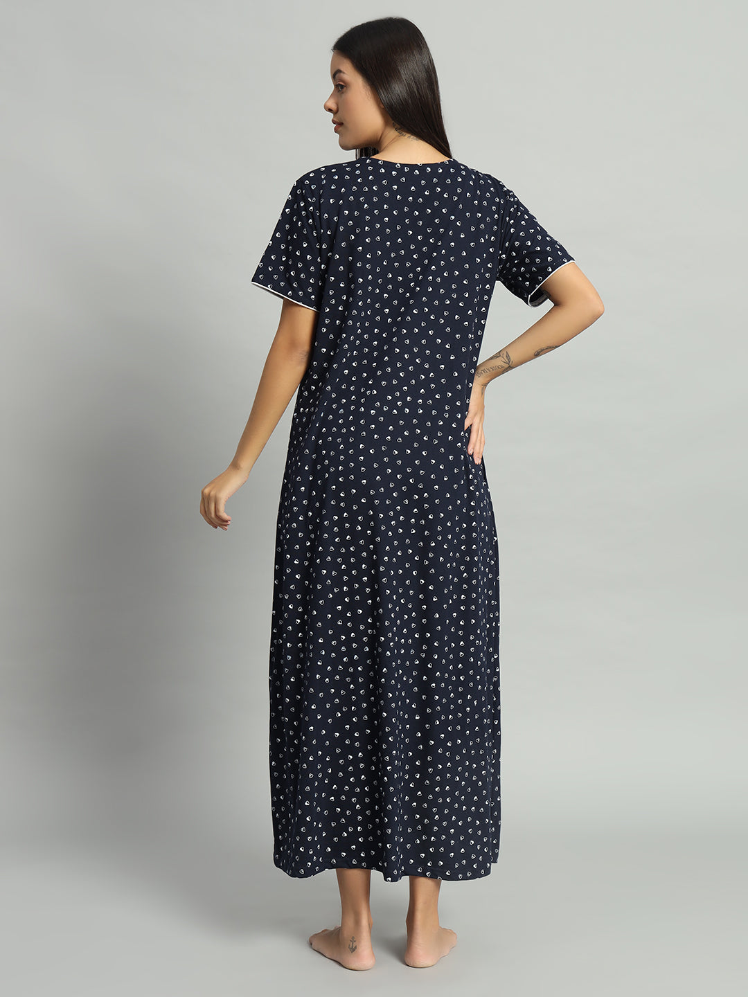 🌙 Women Printed Cotton Nighty – Comfortable Long Night Wear