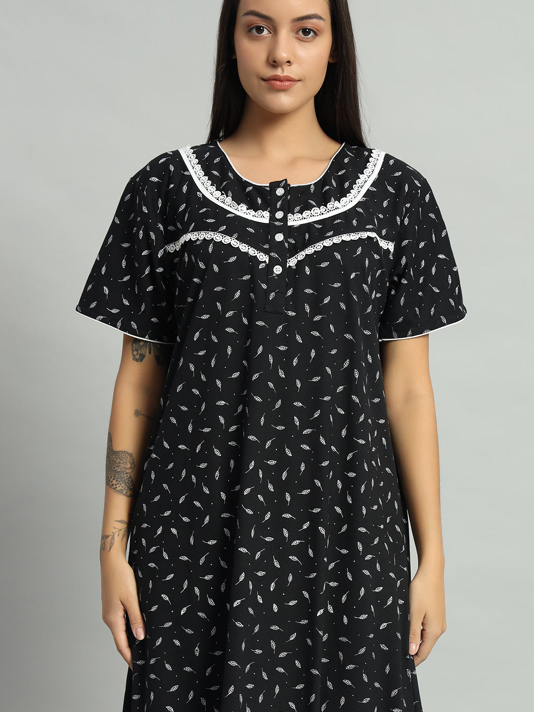 🌙 Women Printed Cotton Nighty – Comfortable Long Night Wear