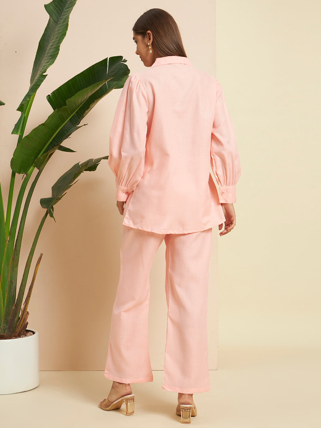 🌸 Women’s Peach Embroidered Night Suit Co-Ord Set