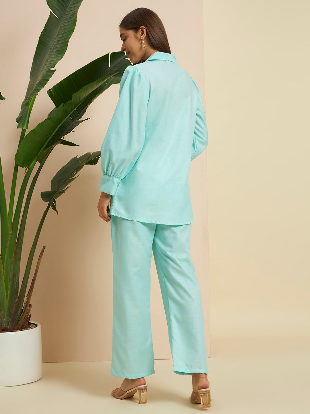Mint Green Embroidered Printed Co-Ord Set for Women