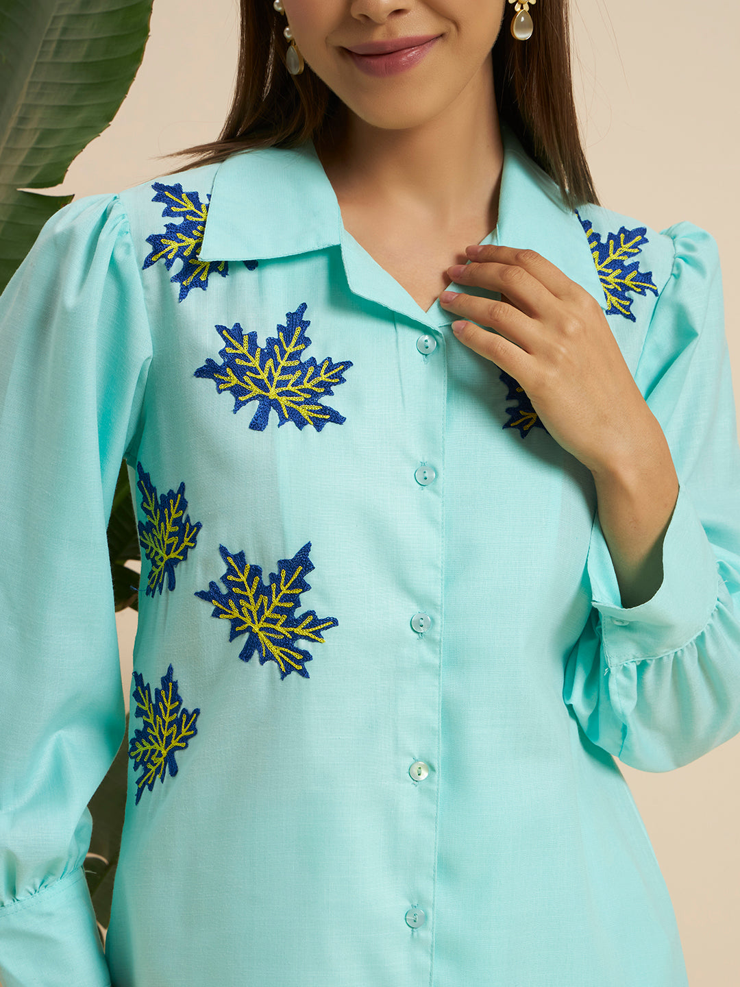 Mint Green Embroidered Printed Co-Ord Set for Women