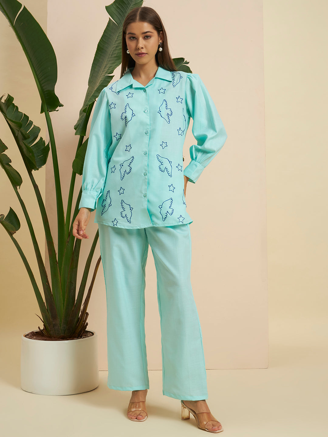 💙 Women’s Mint Green Printed Night Suit Co-Ord Set