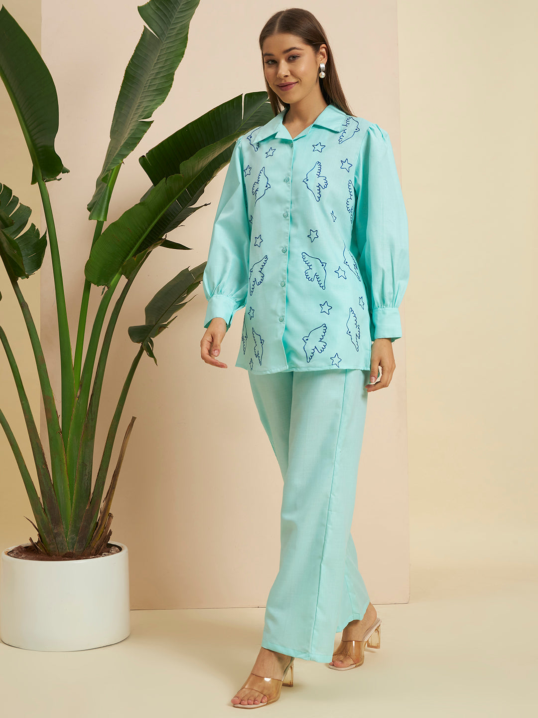 💙 Women’s Mint Green Printed Night Suit Co-Ord Set