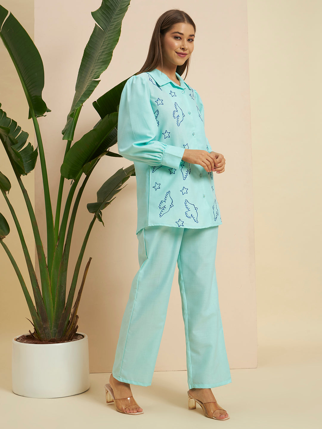 💙 Women’s Mint Green Printed Night Suit Co-Ord Set