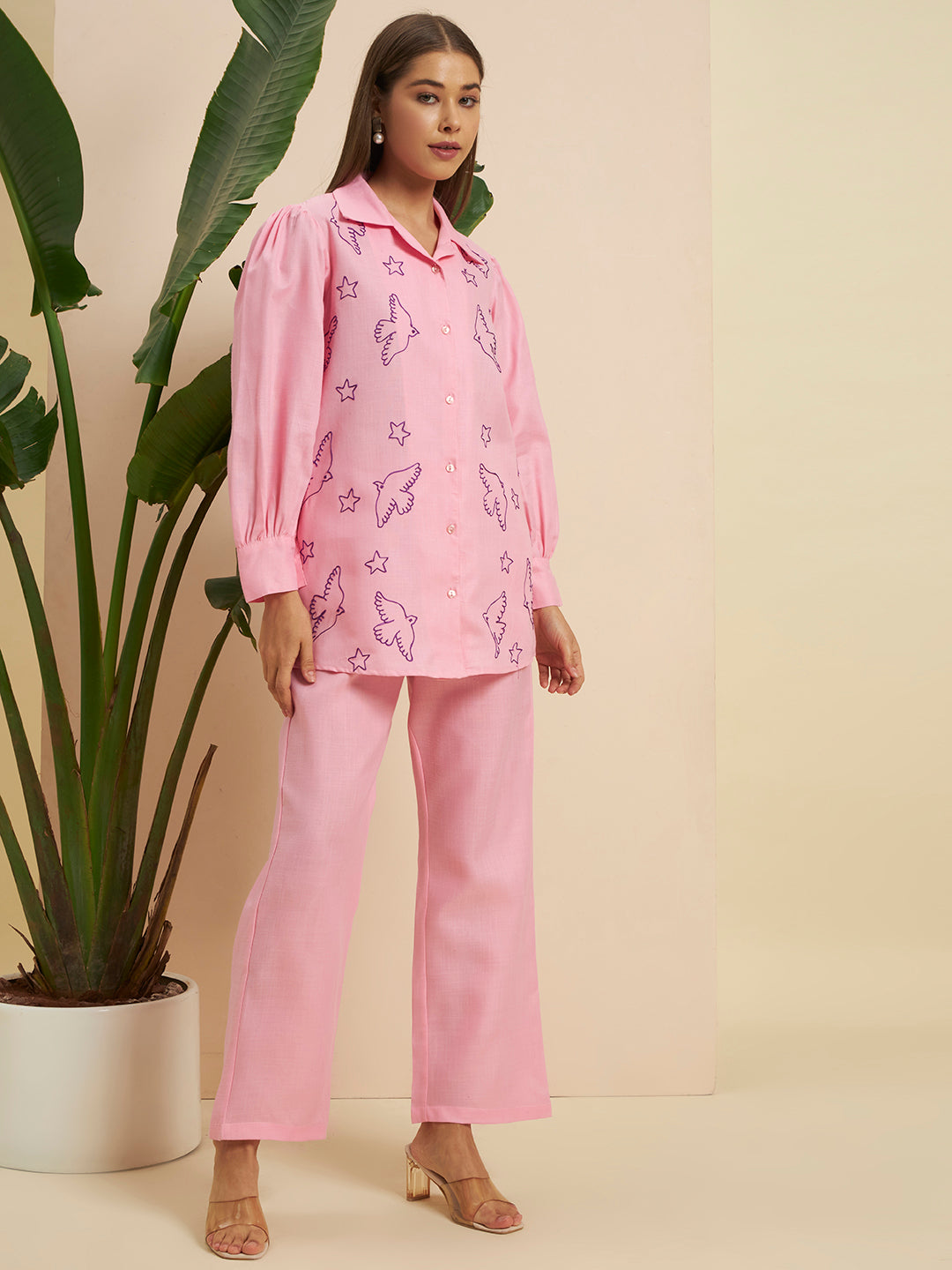 💗 Women’s Pink Printed Night Suit Co-Ord Set