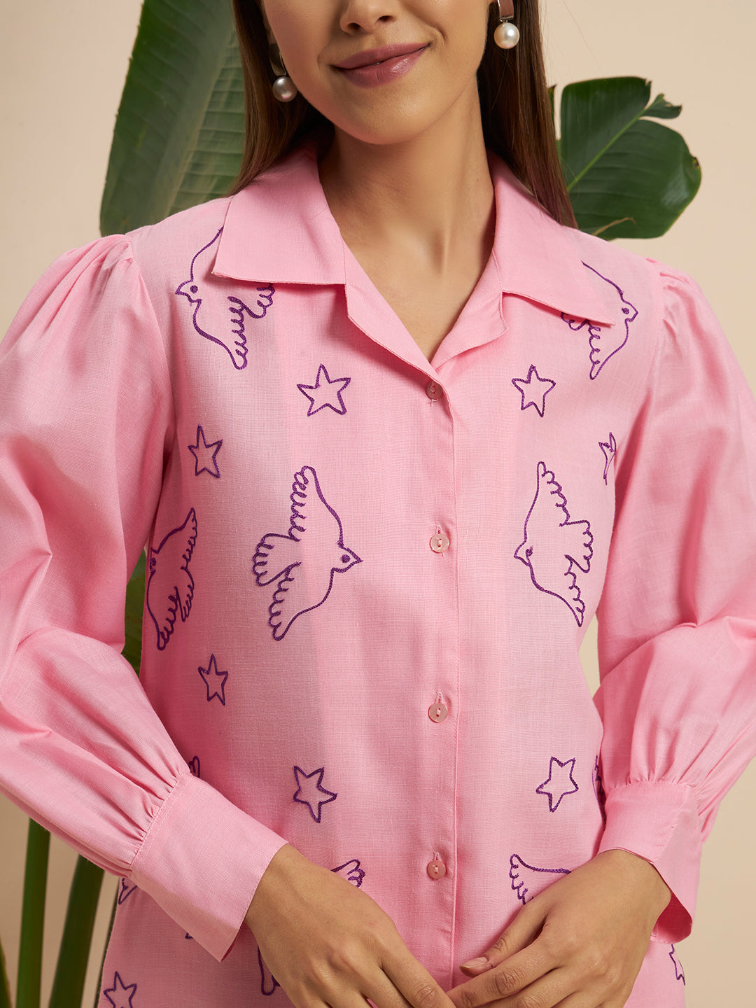 💗 Women’s Pink Printed Night Suit Co-Ord Set