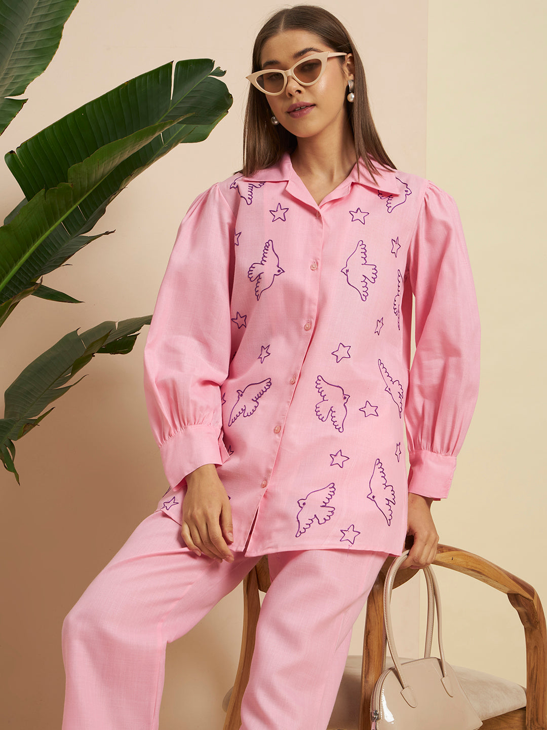 💗 Women’s Pink Printed Night Suit Co-Ord Set