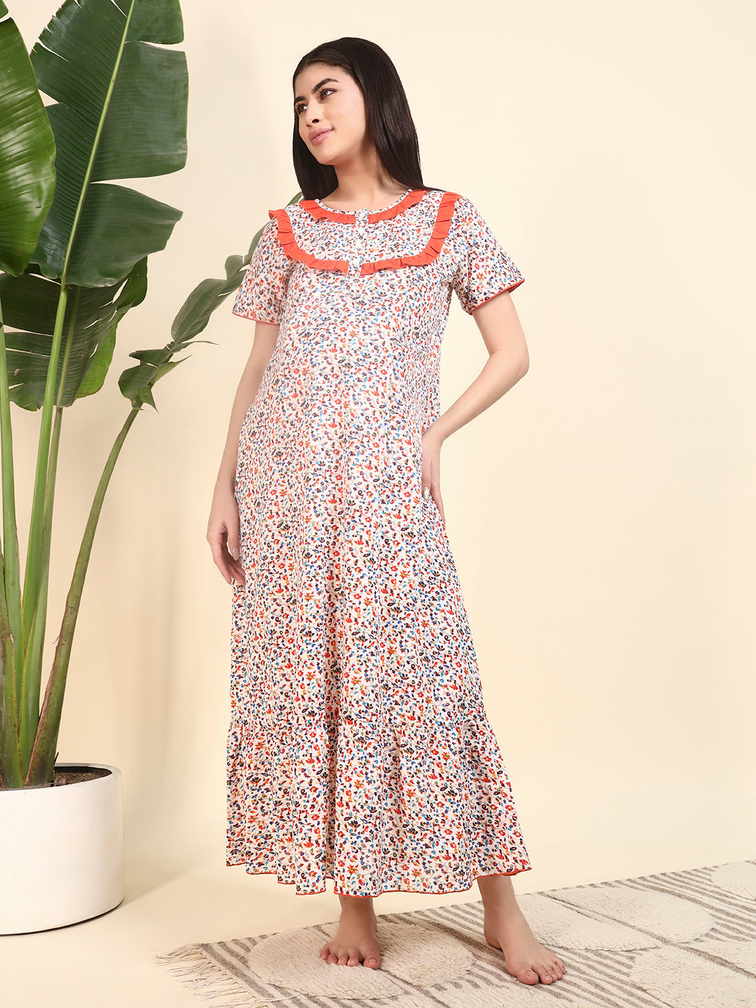 Women’s Floral Print Maternity Nighty Dress