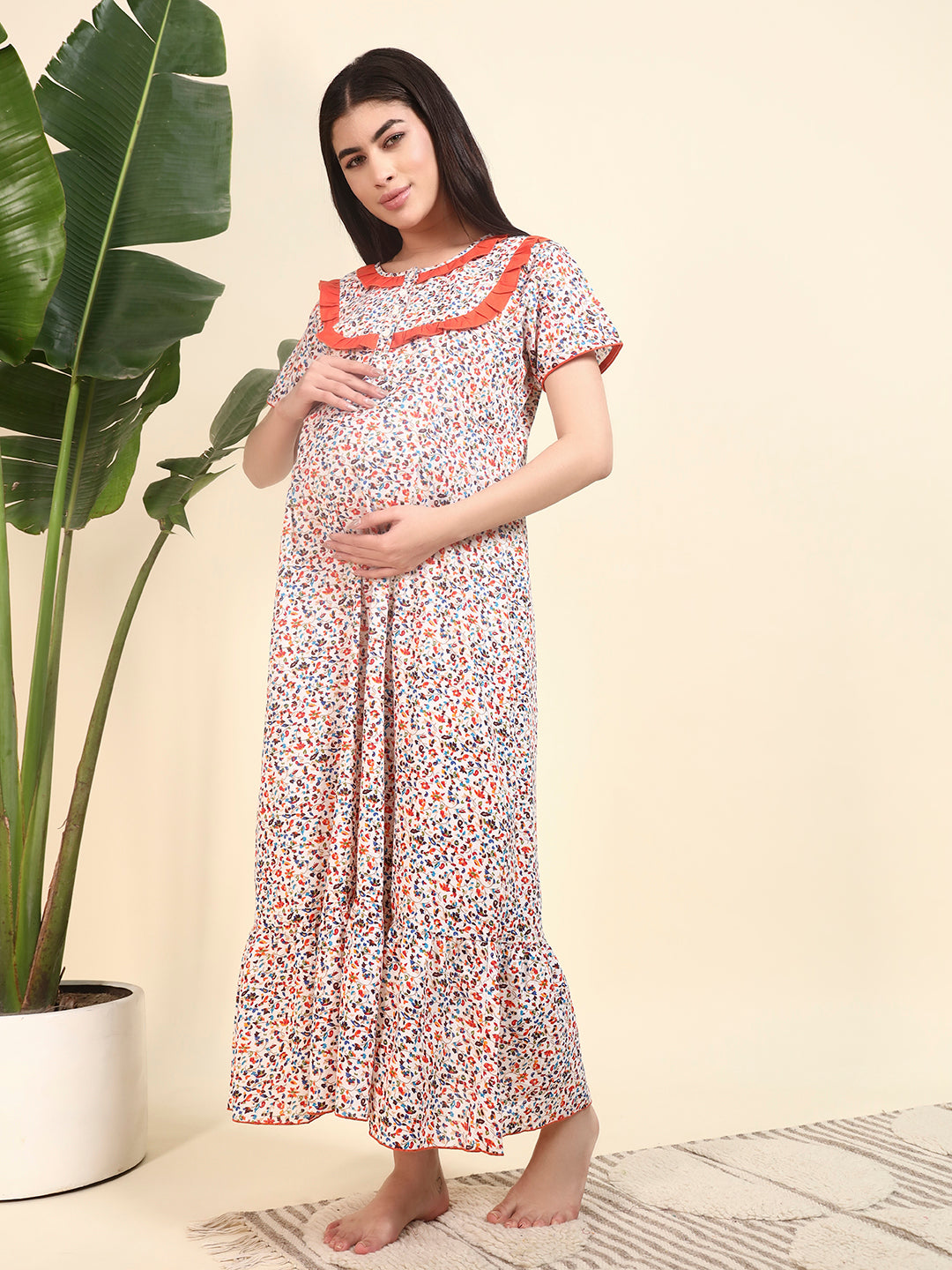 Women’s Floral Print Maternity Nighty Dress