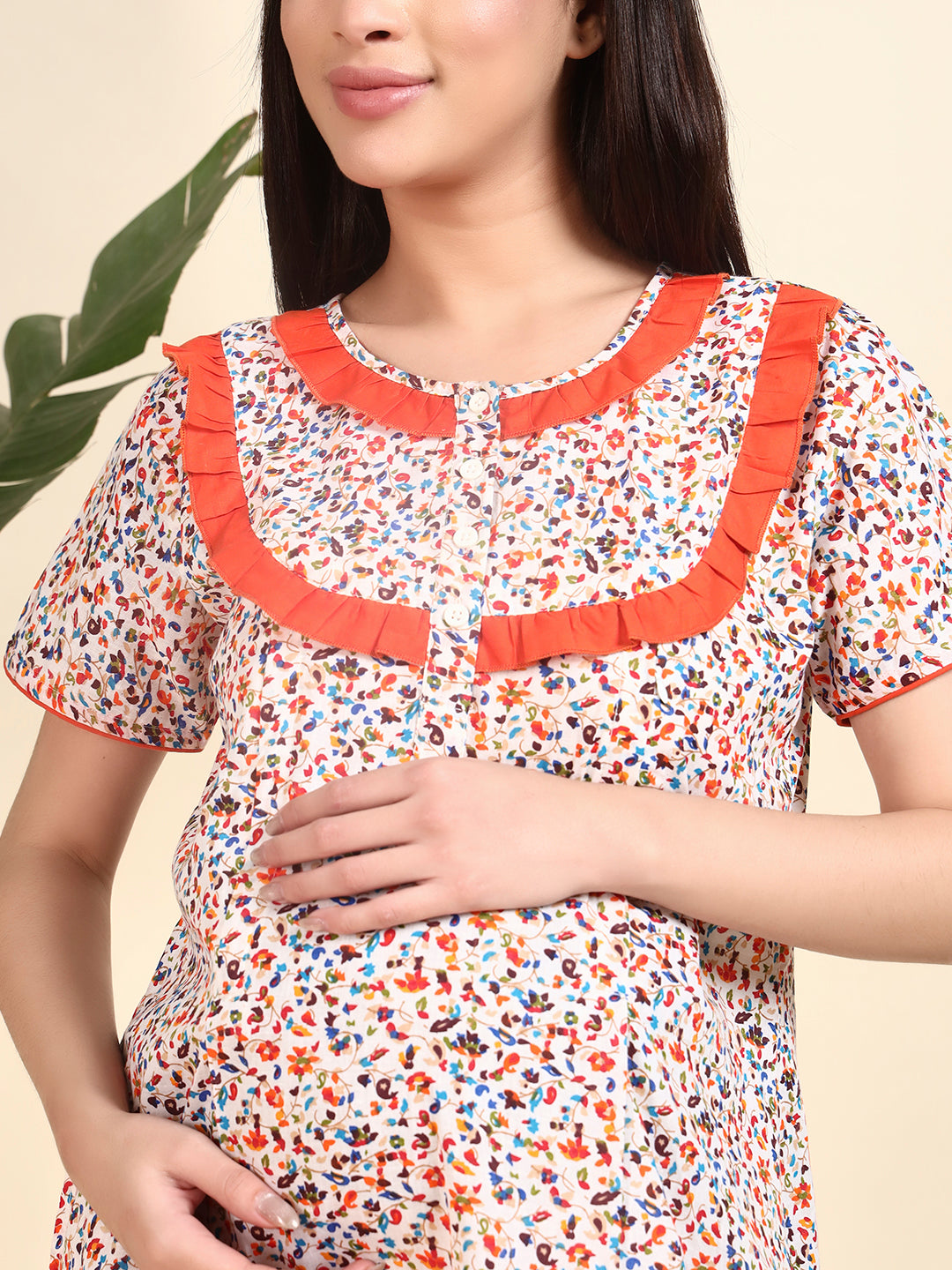 Women’s Floral Print Maternity Nighty Dress