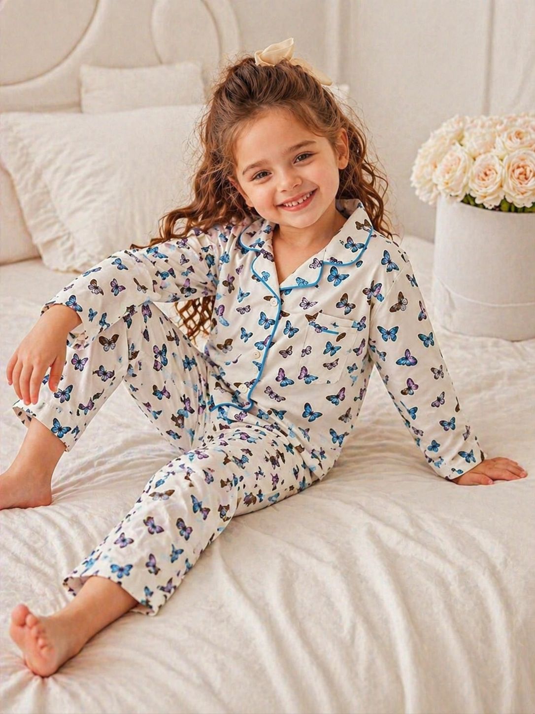 Kids Printed Night Suit Set Girls Cotton Nightwear Soft & Comfortable Sleepwear
