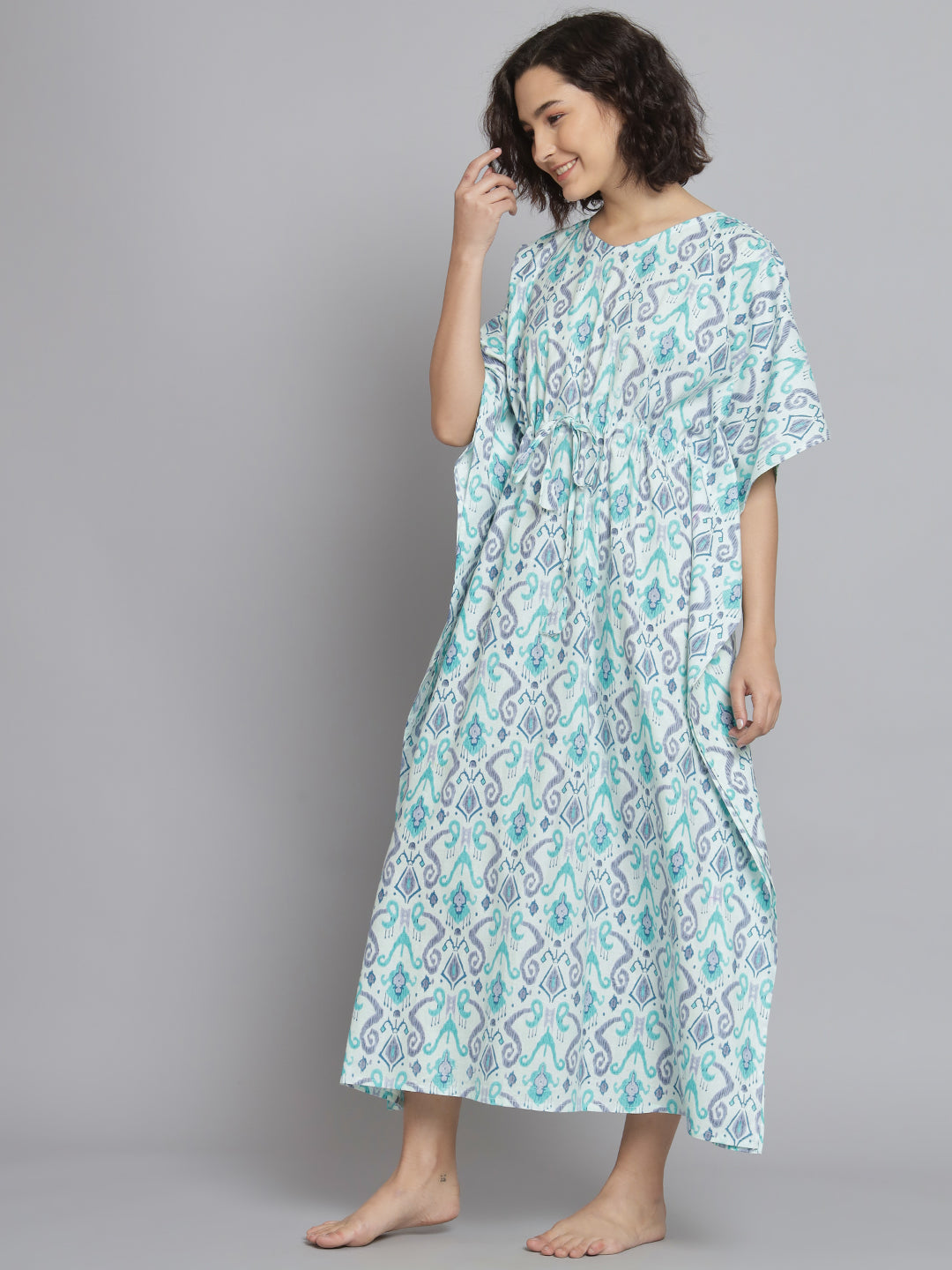 🌸 Women Printed FREE SIZE KAFTAN – Comfortable Lounge & Night Wear
