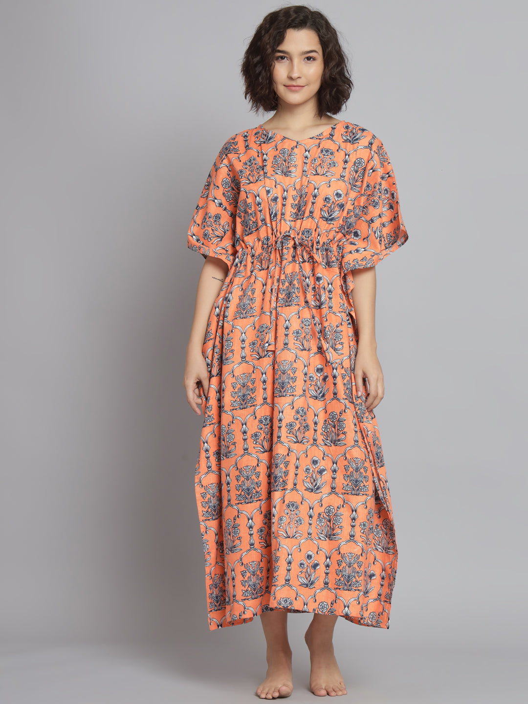 🌸 Women Printed FREE SIZE KAFTAN – Comfortable Lounge & Night Wear