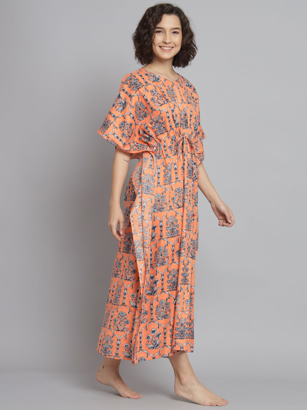 🌸 Women Printed FREE SIZE KAFTAN – Comfortable Lounge & Night Wear