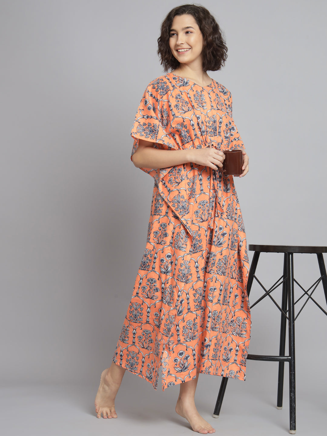 🌸 Women Printed FREE SIZE KAFTAN – Comfortable Lounge & Night Wear