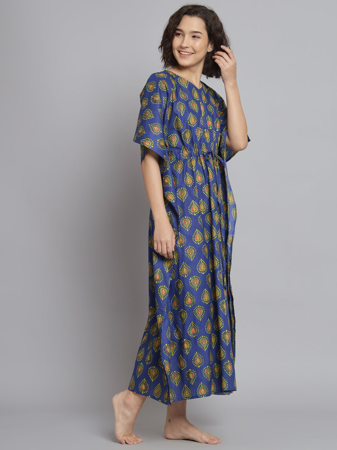 🌸 Women Printed FREE SIZE KAFTAN – Comfortable Lounge & Night Wear