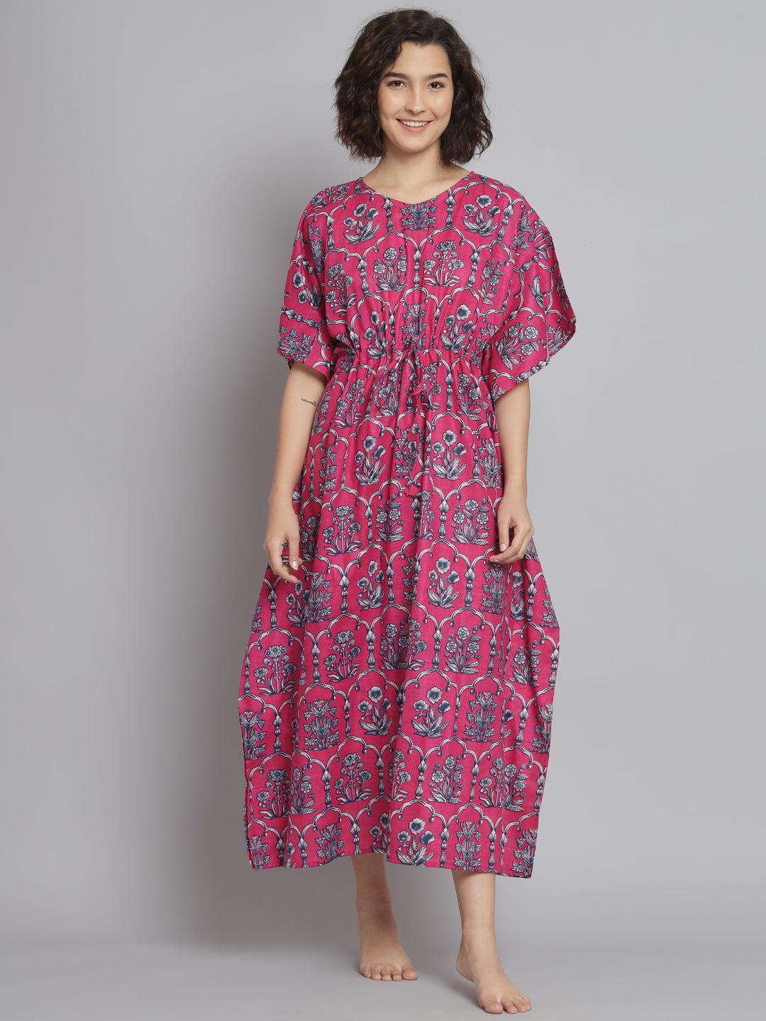 🌸 Women Printed FREE SIZE KAFTAN – Comfortable Lounge & Night Wear