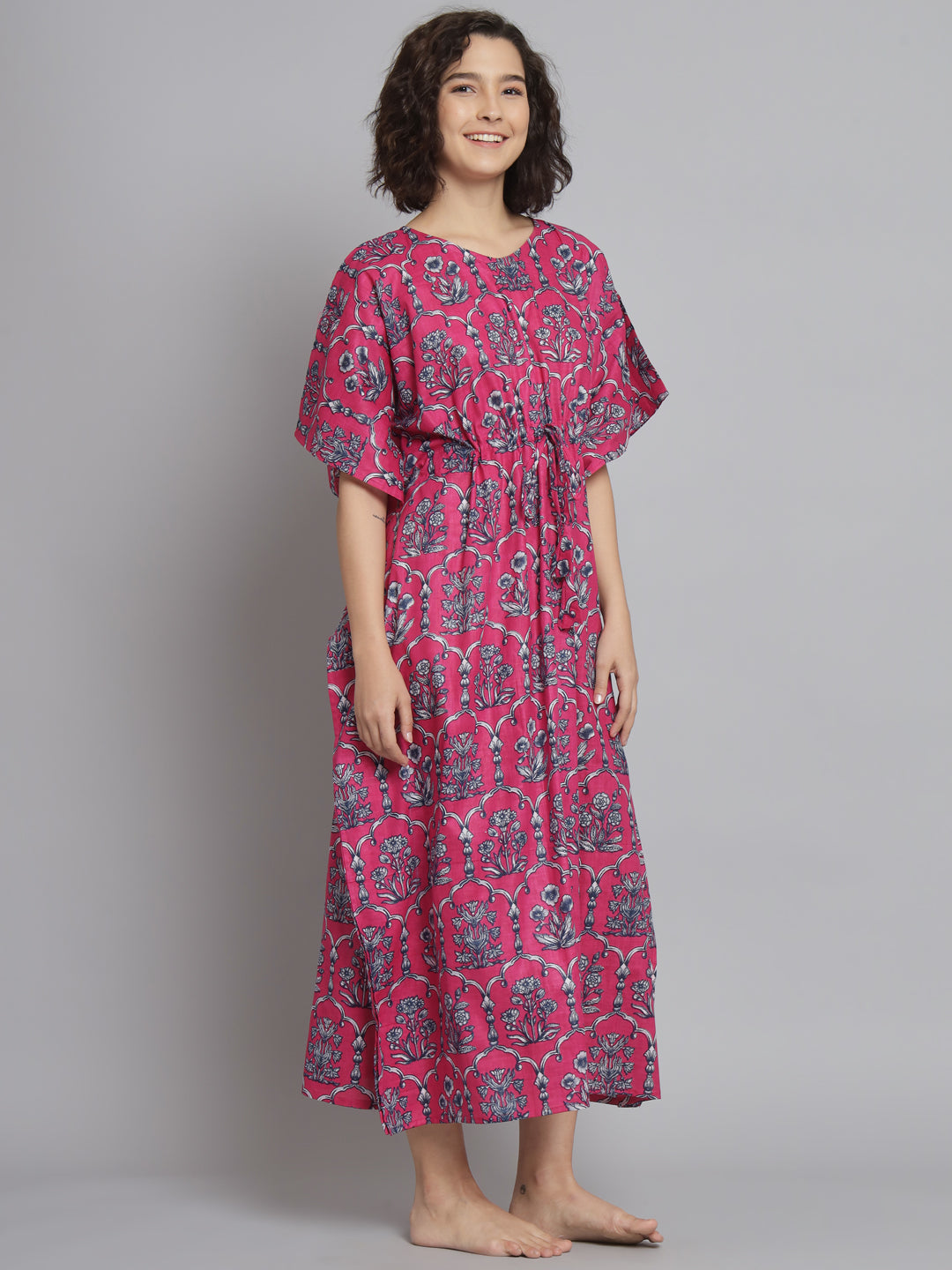🌸 Women Printed FREE SIZE KAFTAN – Comfortable Lounge & Night Wear
