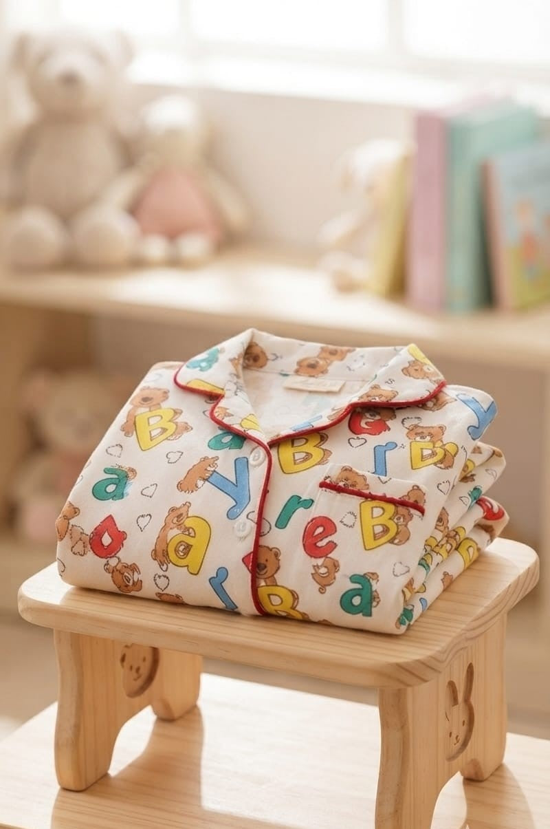 🐼💕🐼Kids Printed Night Suit Set Boys Cotton Nightwear Soft & Comfortable Sleepwear