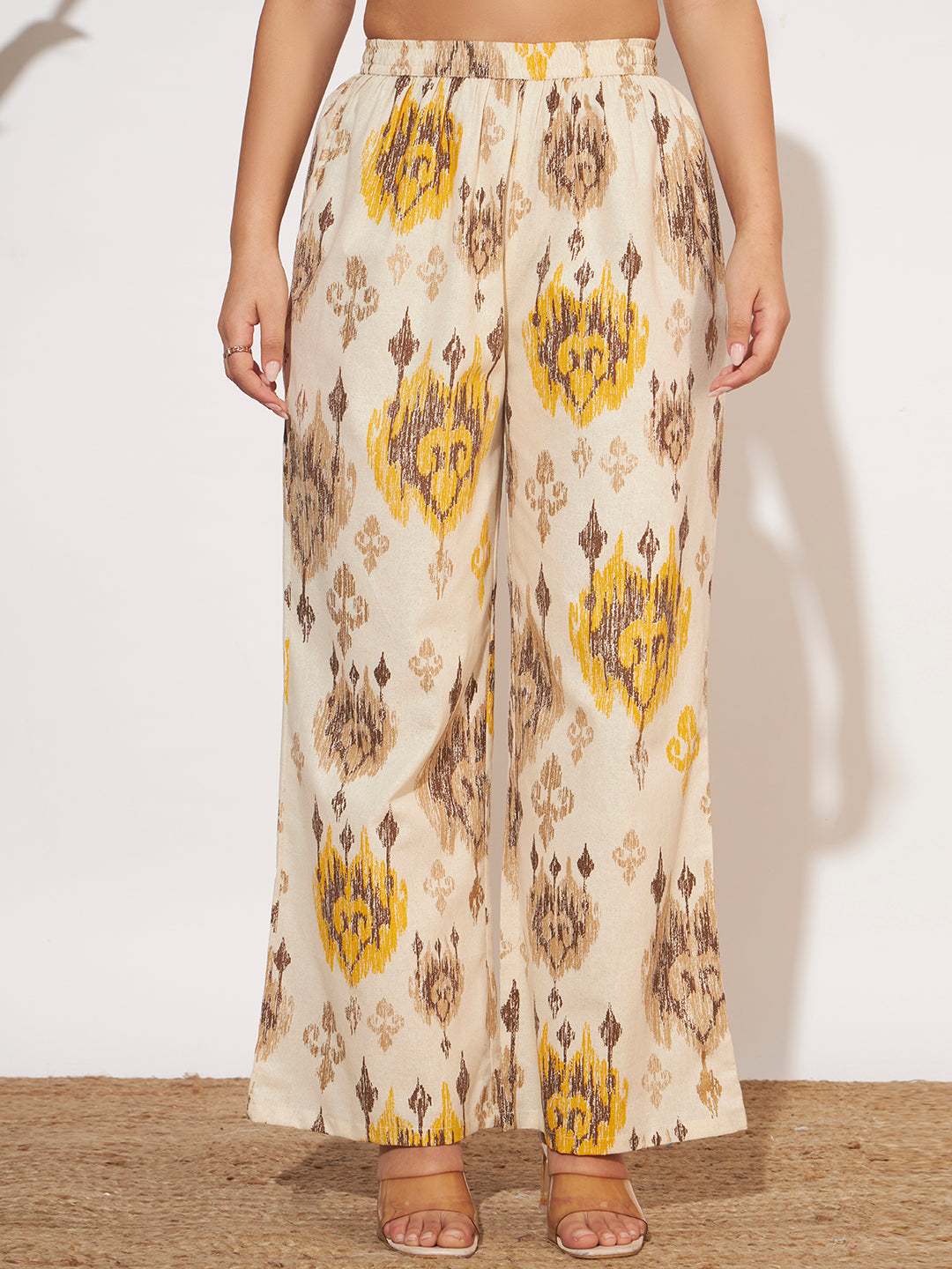 Women’s Yellow Ikat Printed Sleeveless Co-Ord Set