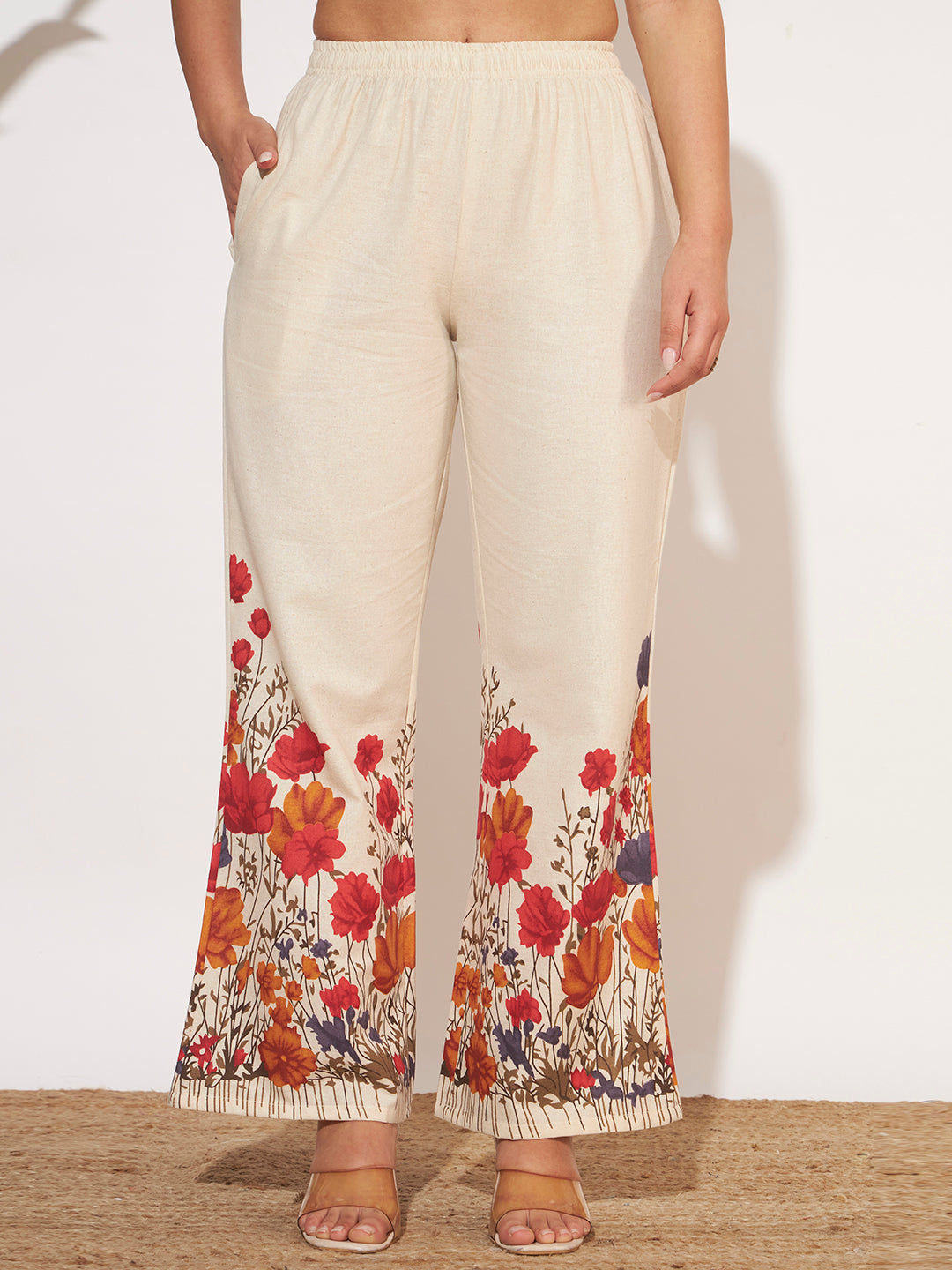 Women’s Cream Floral Printed Full Sleeve Co-Ord Set