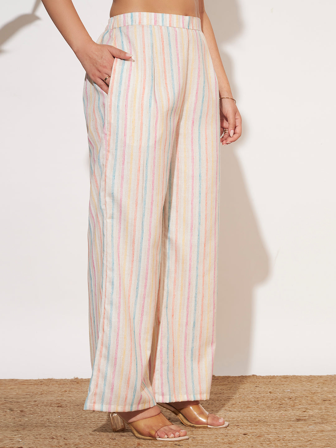 Women’s Multicolor Striped Sleeveless Co-Ord Set