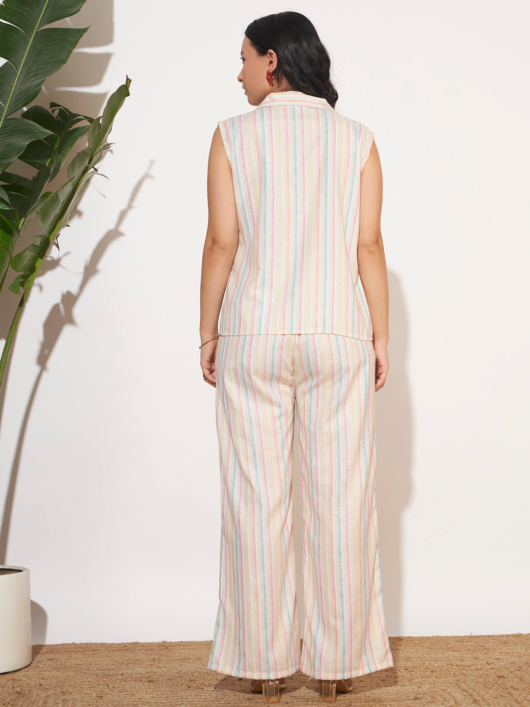 Women’s Multicolor Striped Sleeveless Co-Ord Set
