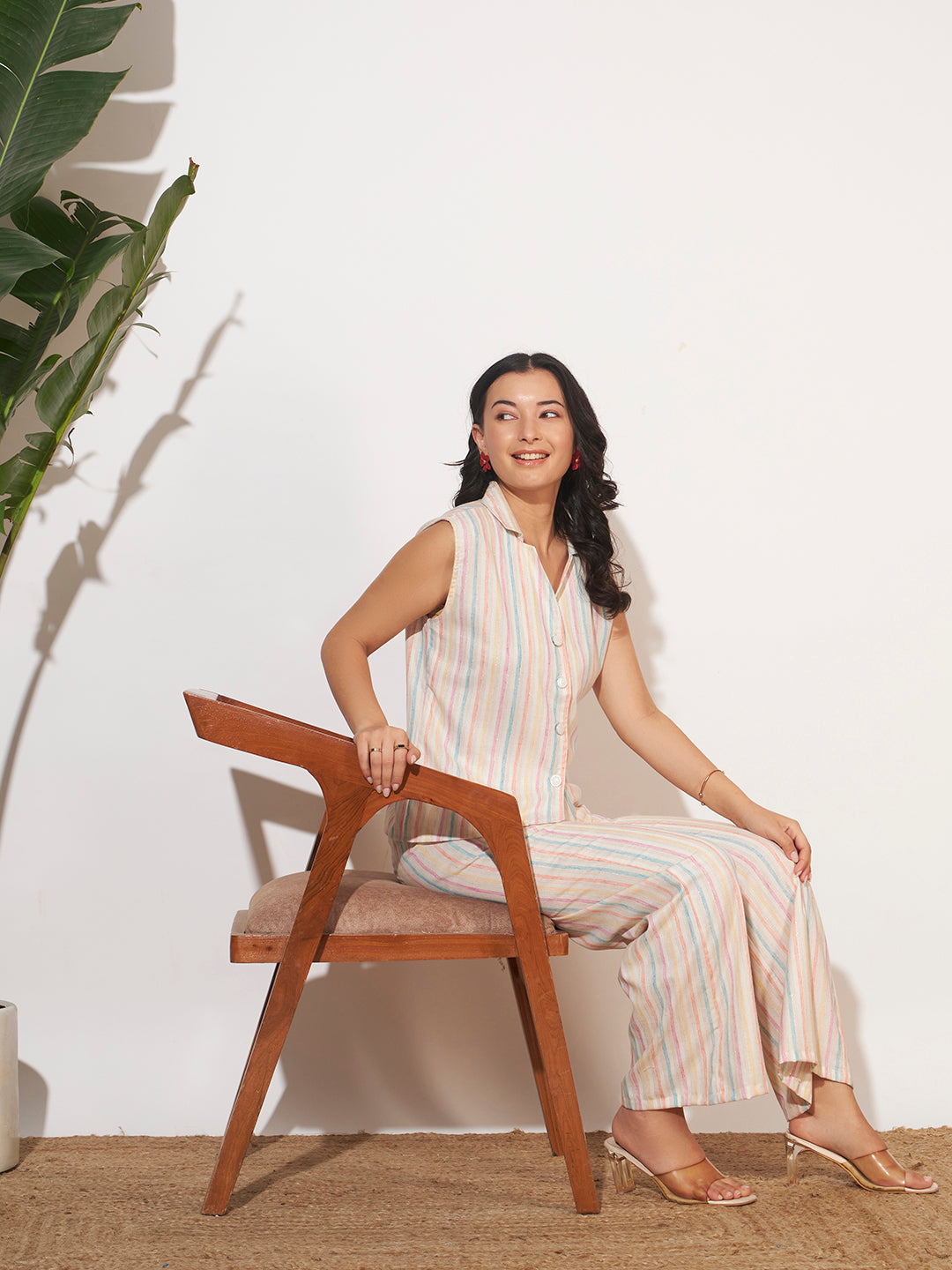 Women’s Multicolor Striped Sleeveless Co-Ord Set