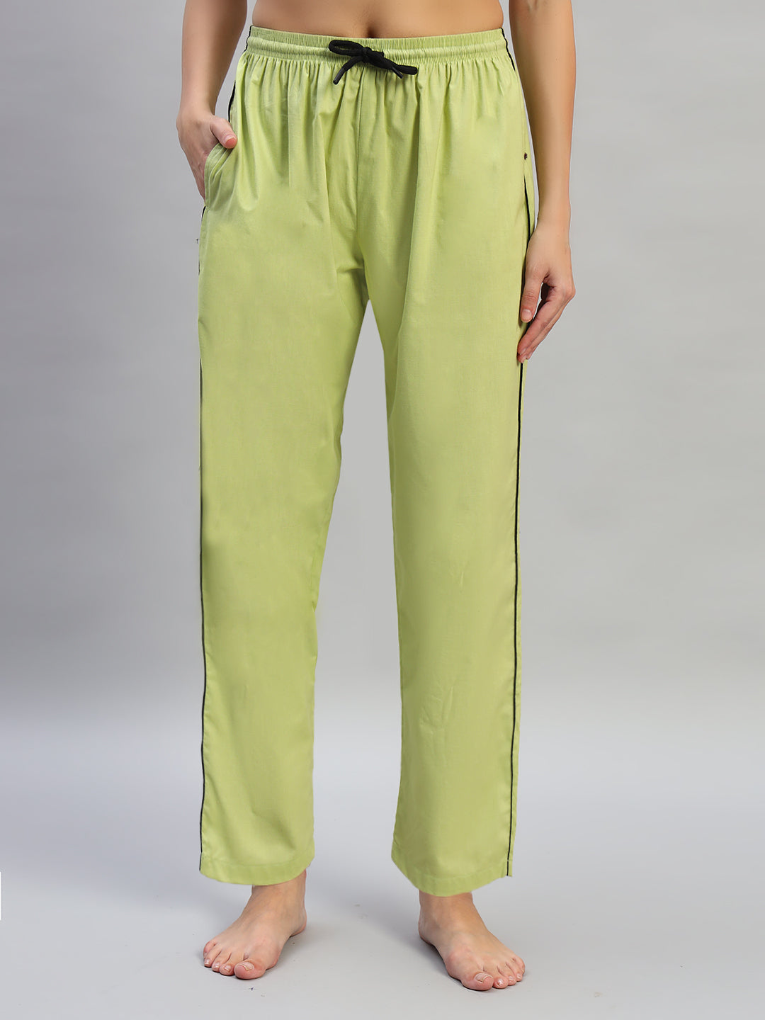 Women's Solid Cotton Night Suit Set – Light Green Sleepwear
