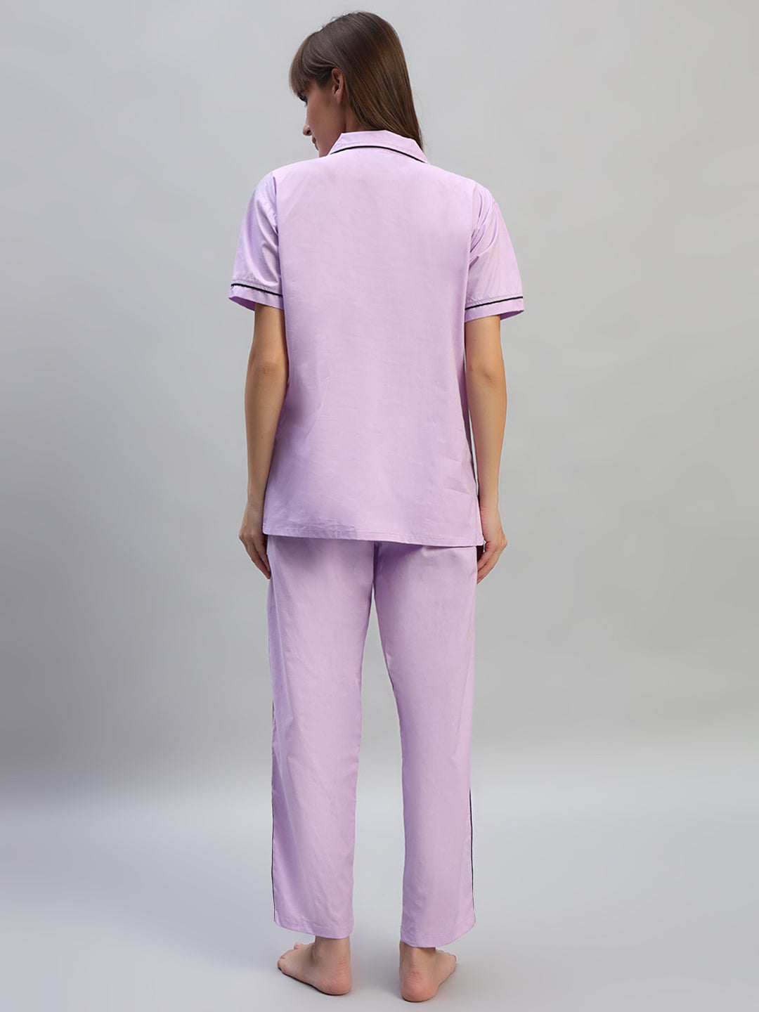 Women's Lavender Cotton Night Suit Set