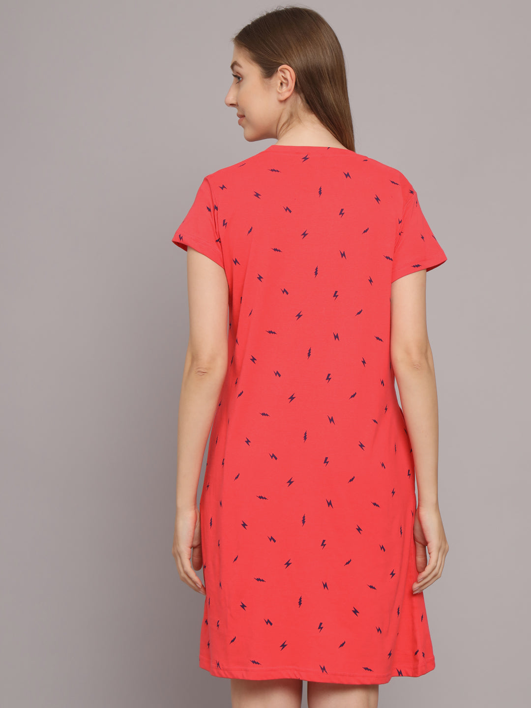 Sephani Women's Cotton Printed Nightdress | Soft Half Sleeve Sleep Shirt | Comfortable Knee Length Nighty