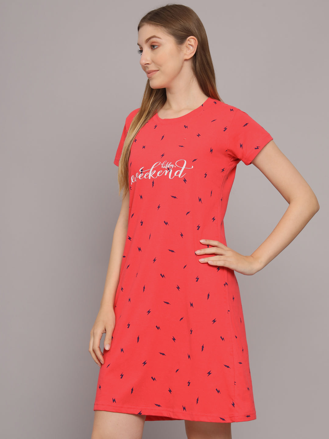 Sephani Women's Cotton Printed Nightdress | Soft Half Sleeve Sleep Shirt | Comfortable Knee Length Nighty
