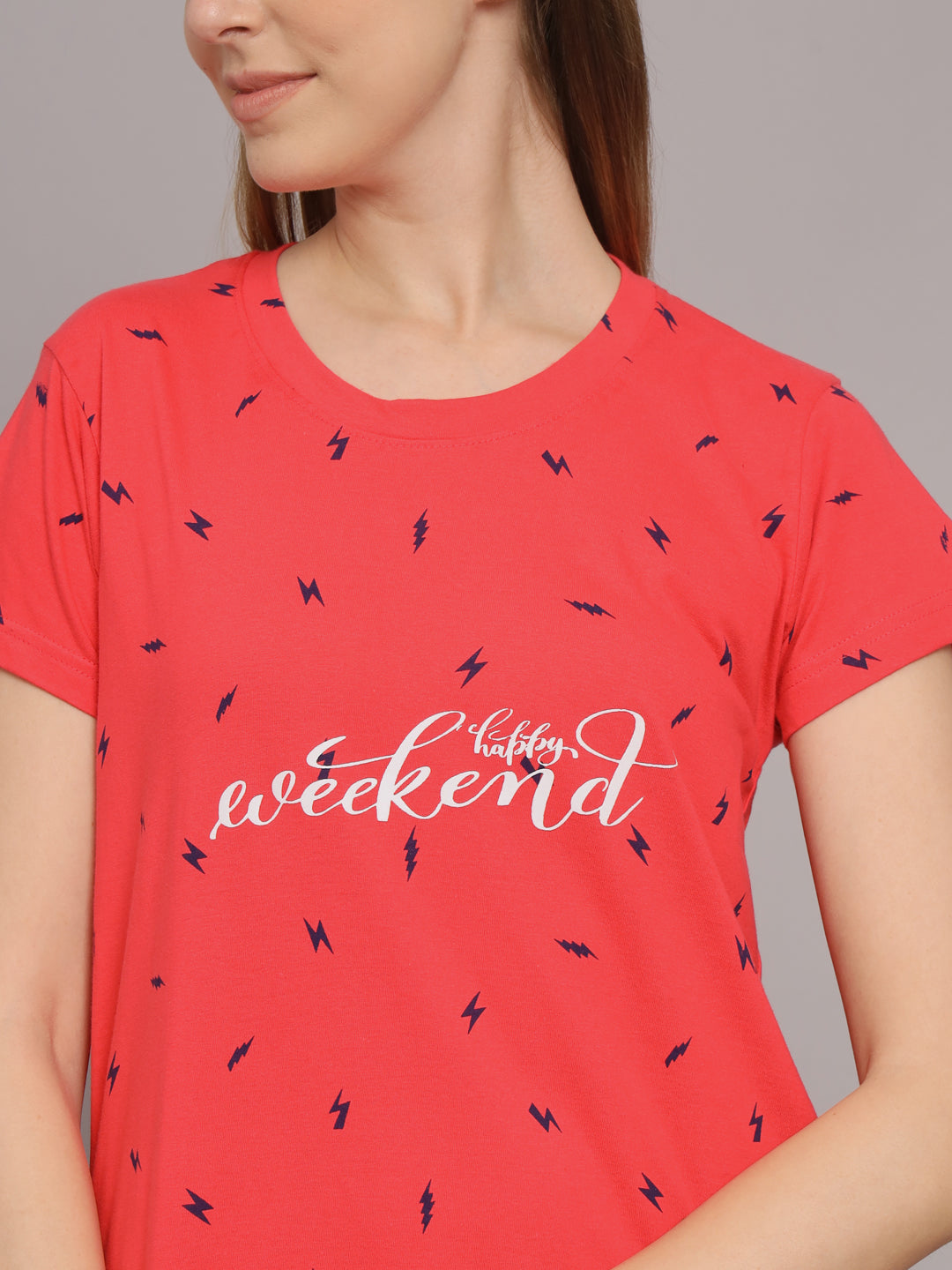 Sephani Women's Cotton Printed Nightdress | Soft Half Sleeve Sleep Shirt | Comfortable Knee Length Nighty