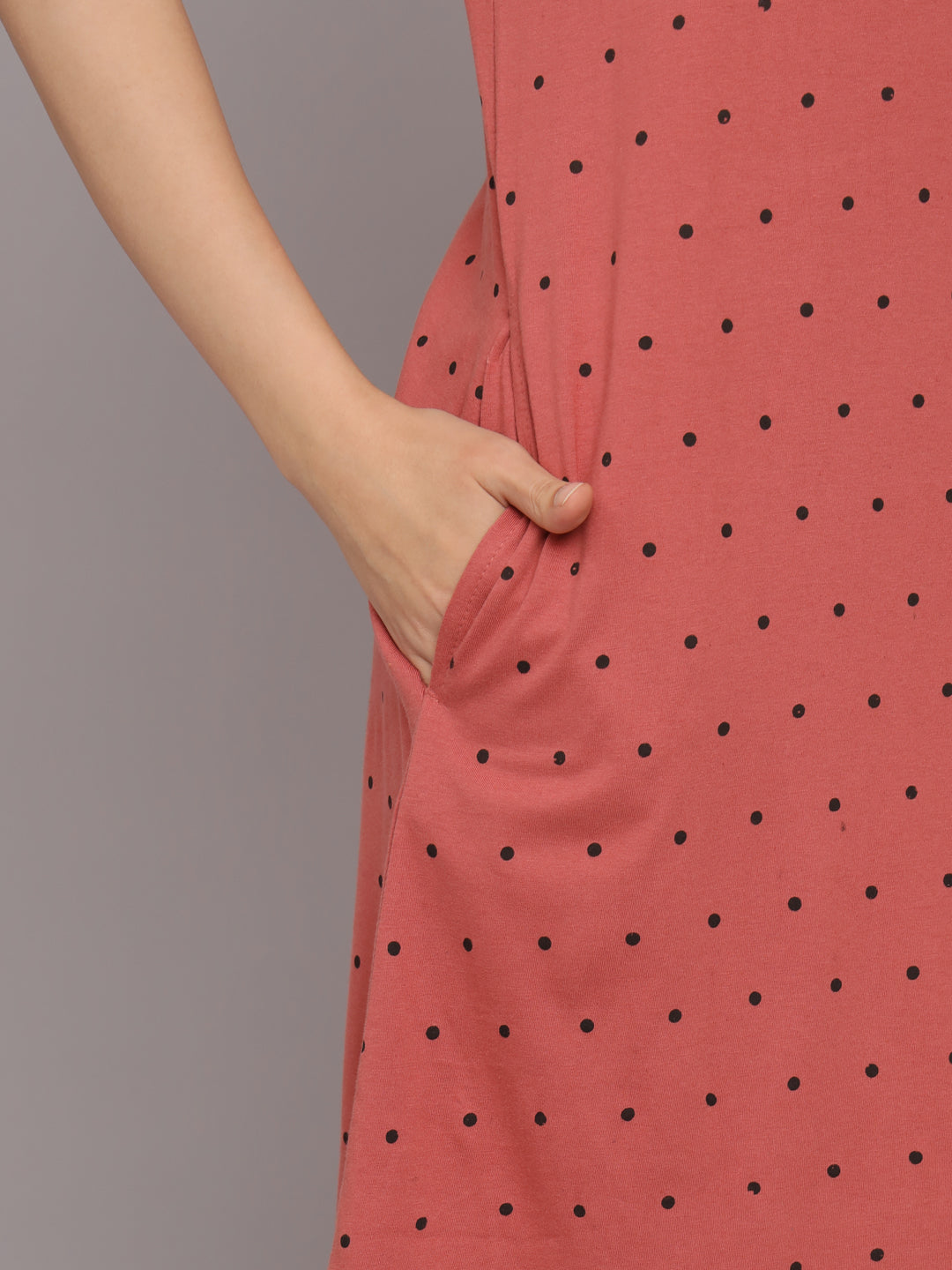 Sephani Women's Rust Hosiery Nightdress | Soft Printed Half Sleeve Nighty | Round Neck Lightweight Sleepwear