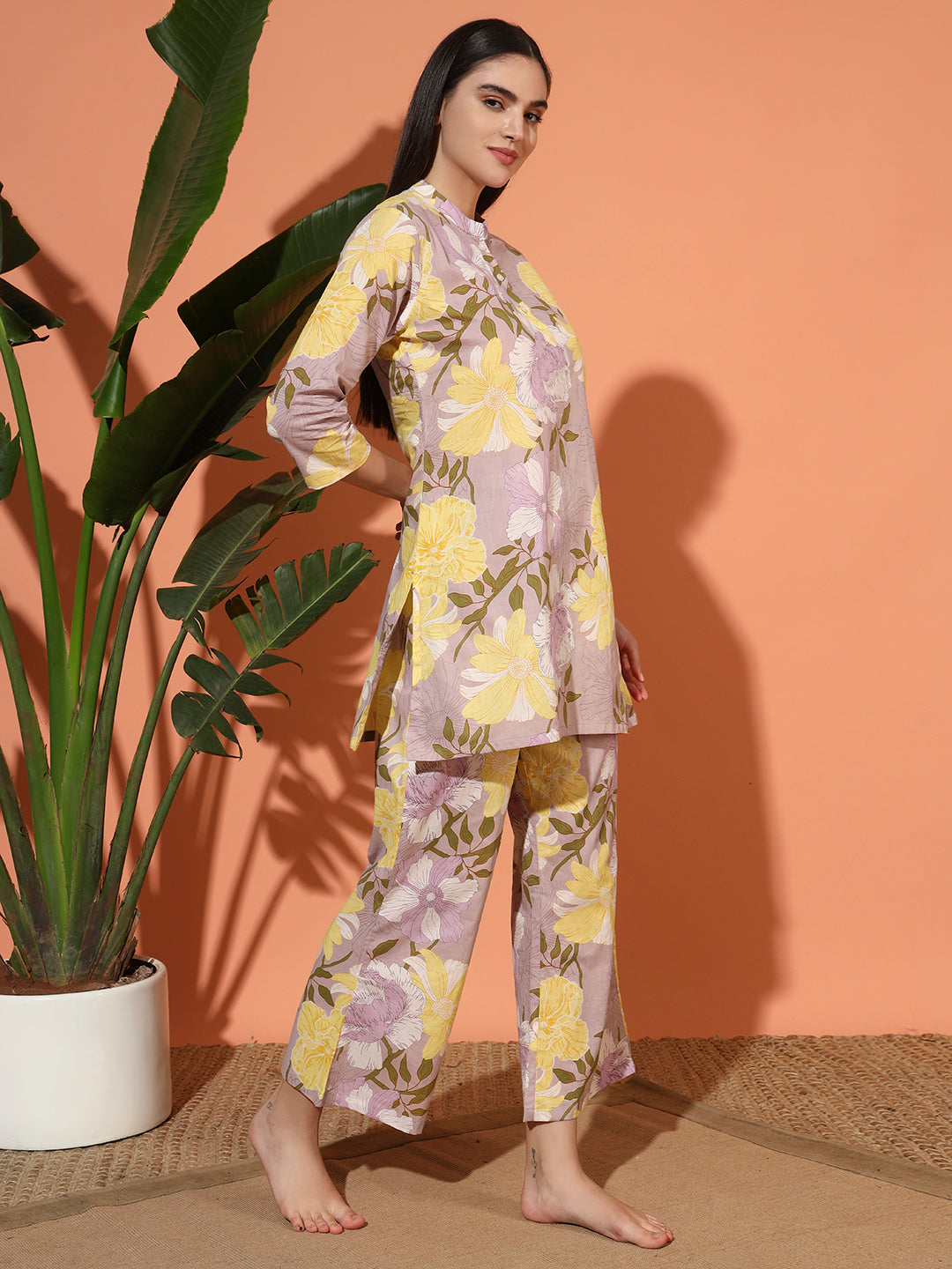 🌼 Women’s Pastel Floral Print Night Suit Co-Ord Set