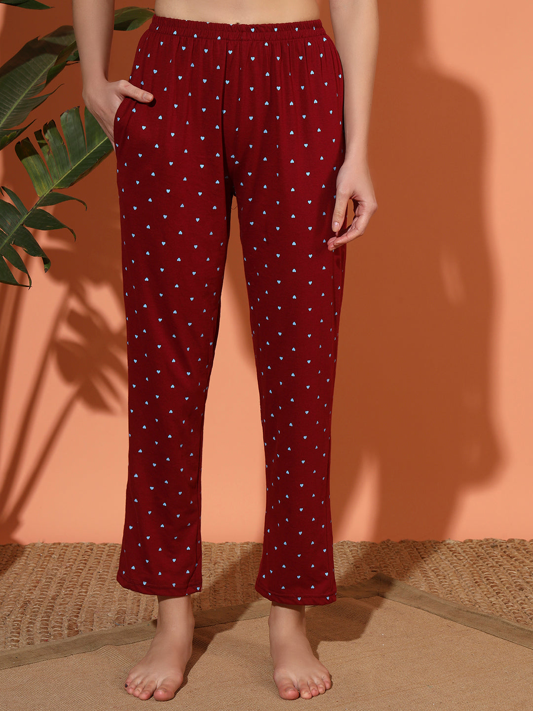 Printed Cotton Night Suit Set – Button-Down Top & Pajama Sleepwear for Women