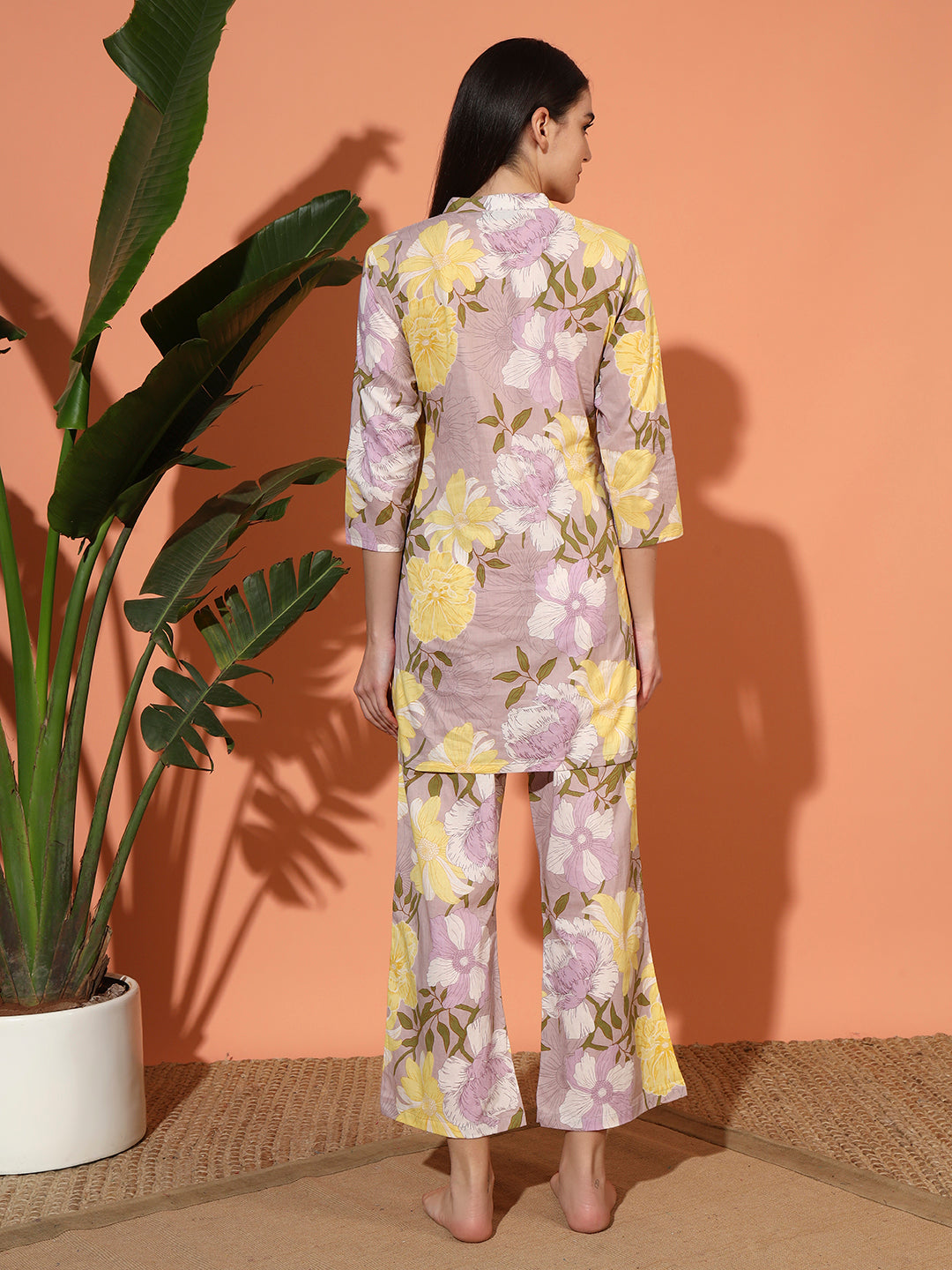 🌼 Women’s Pastel Floral Print Night Suit Co-Ord Set